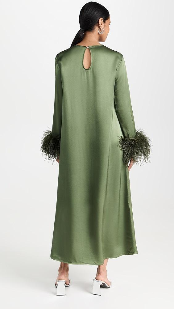 Sleeper Suzi Maxi Dress with Detachable Feathers in Green | Shopbop Product Image