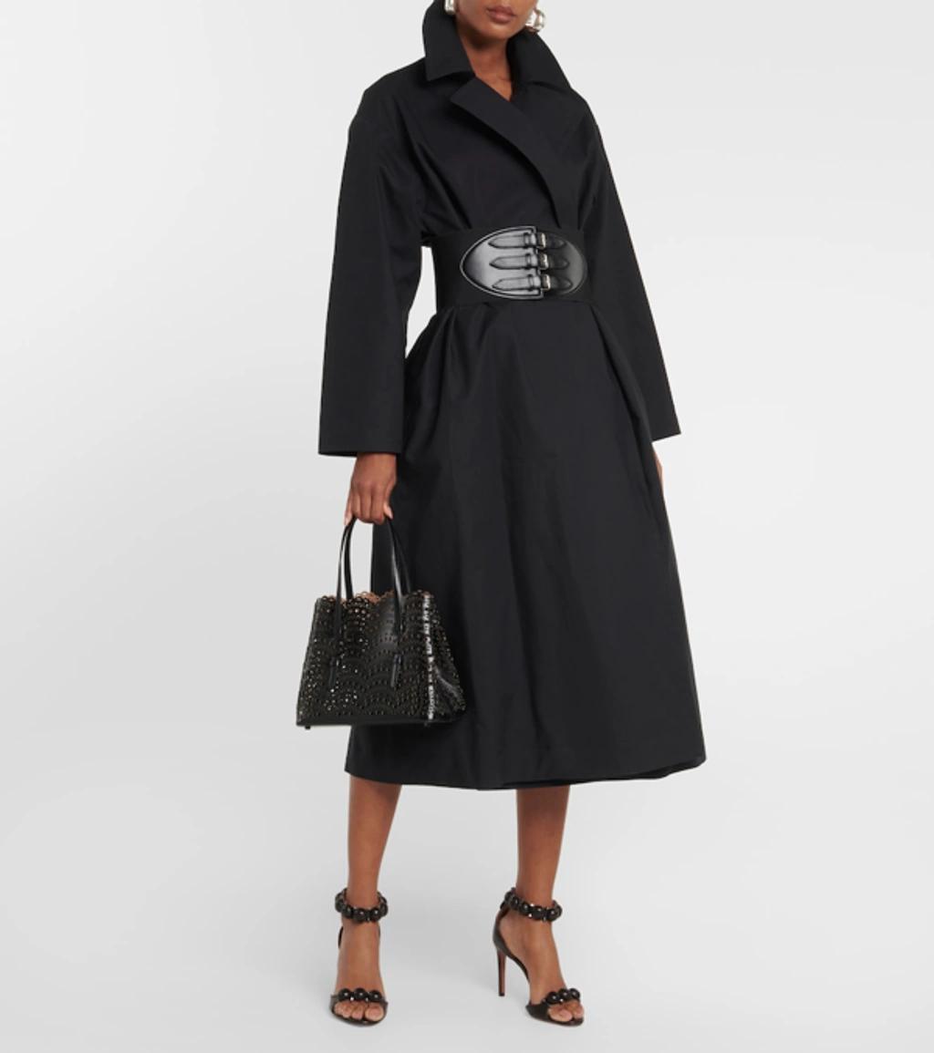 ALAÏA Belted Cotton-blend Canvas Trench Coat In 999 - Noir Product Image