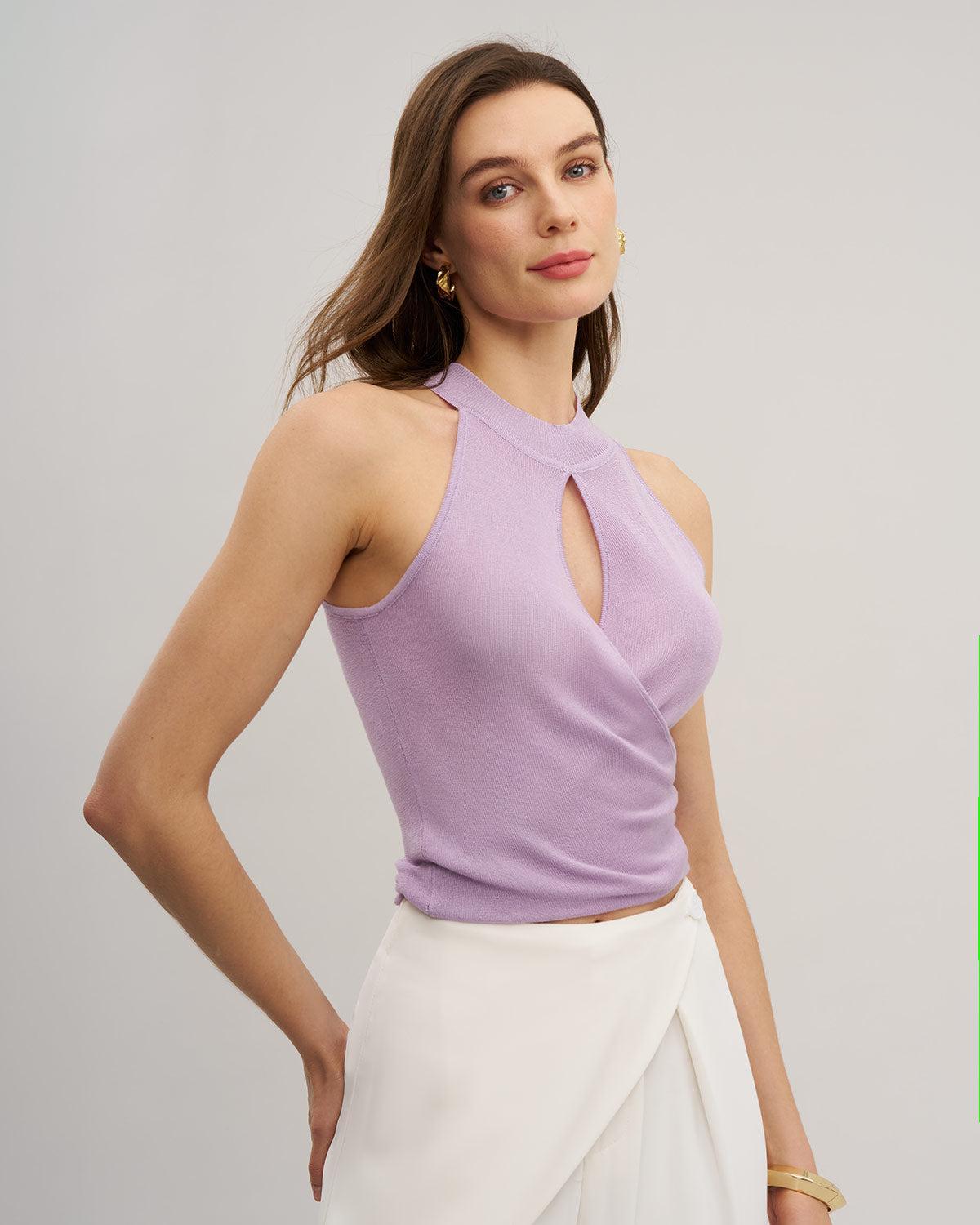 Purple Round Neck Tank Top Product Image