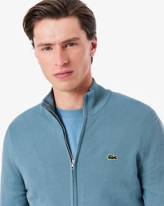 Zipped High Neck Cotton Sweater Product Image