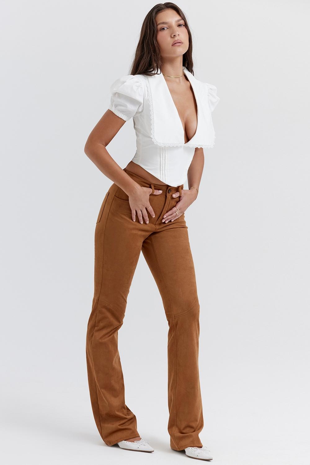 Apollo  tan vegan suede trousers Product Image