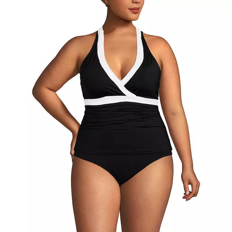 Plus Size Lands End V-Neck Halter Swim Top, Womens Product Image