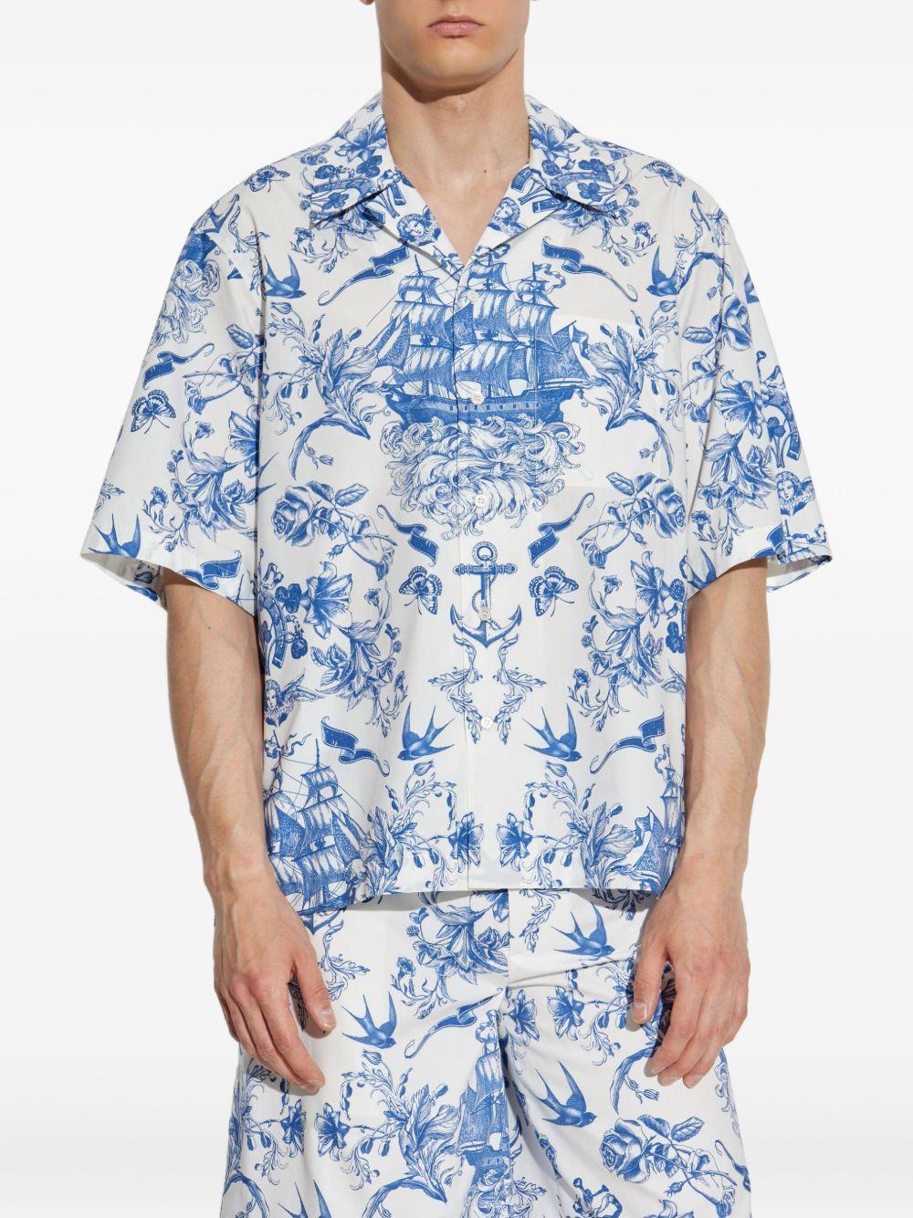 floral-print short-sleeve shirt Product Image