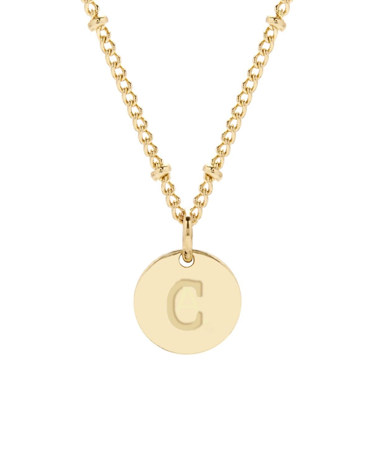 Adornia 14k Gold Plated Cubic Zirconia Engraved Letter Disc Pendant Necklace, Womens Gold Tone S Product Image