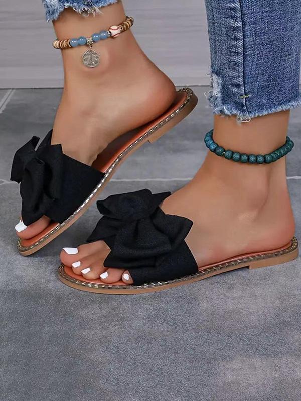 Bowknot Open Toe Split-Joint Slippers Product Image