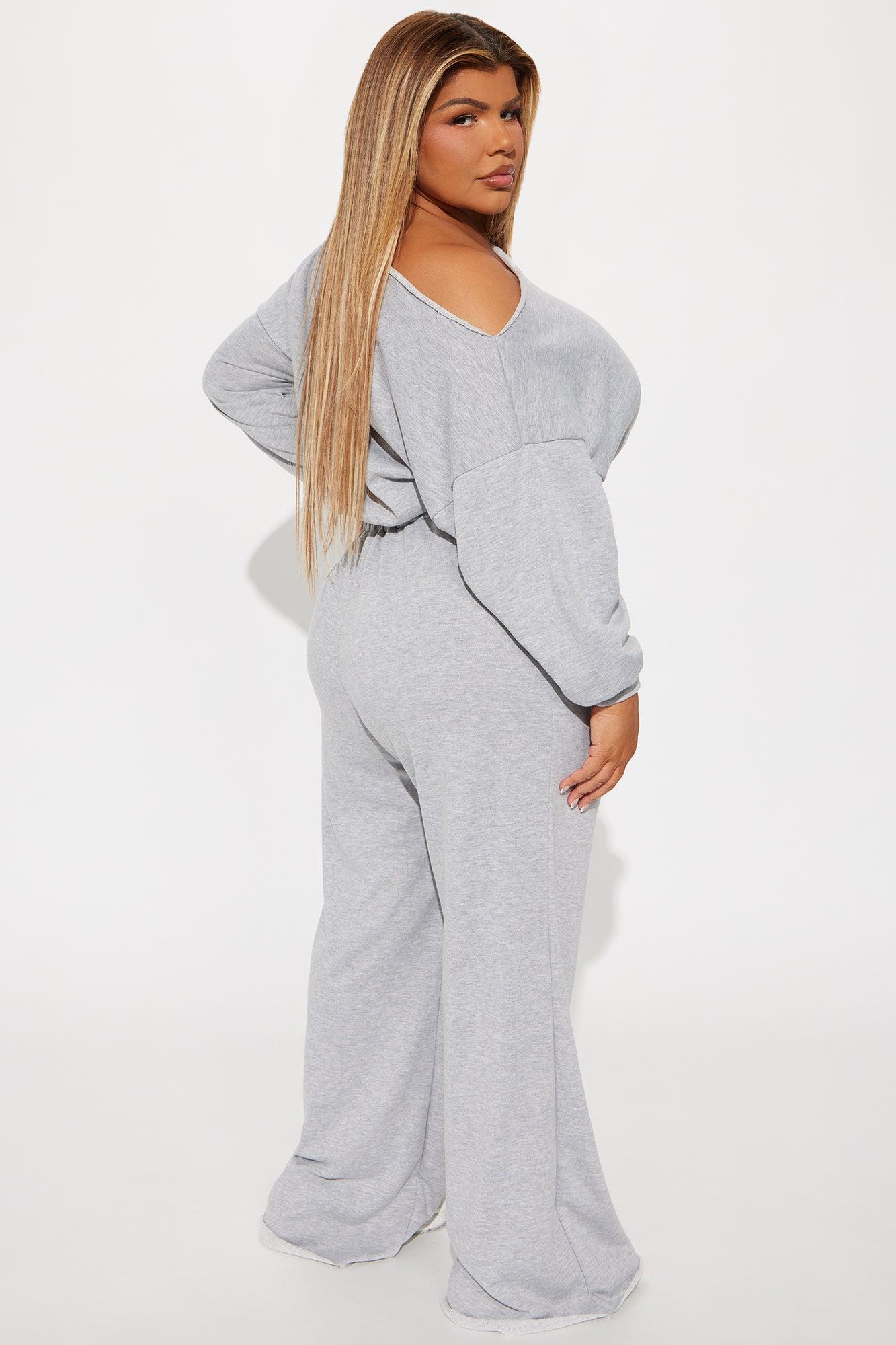 Robyn Off Shoulder Pant Set - Heather Grey Product Image