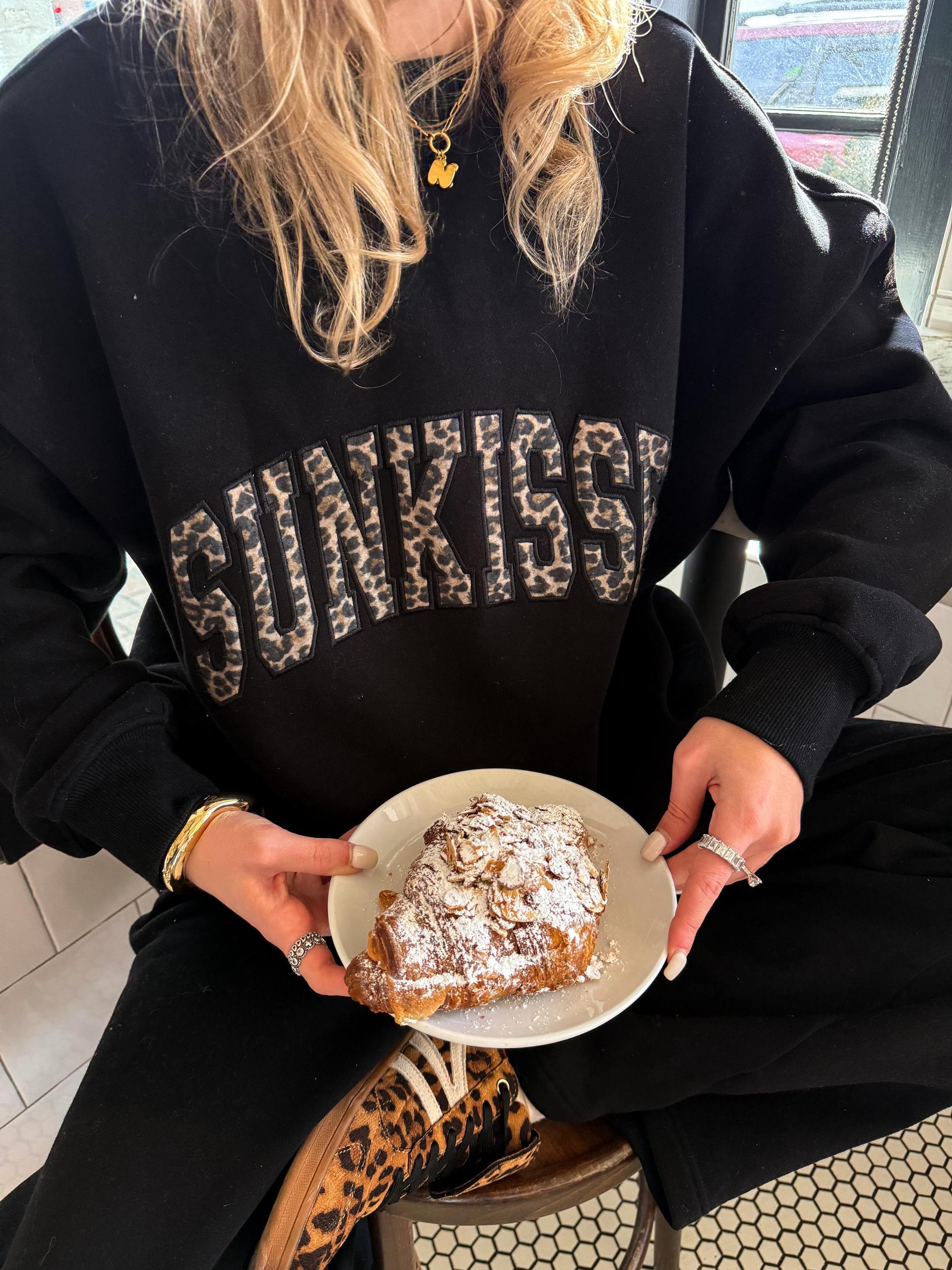 Black Basic Blank Flare Sweatpants Product Image