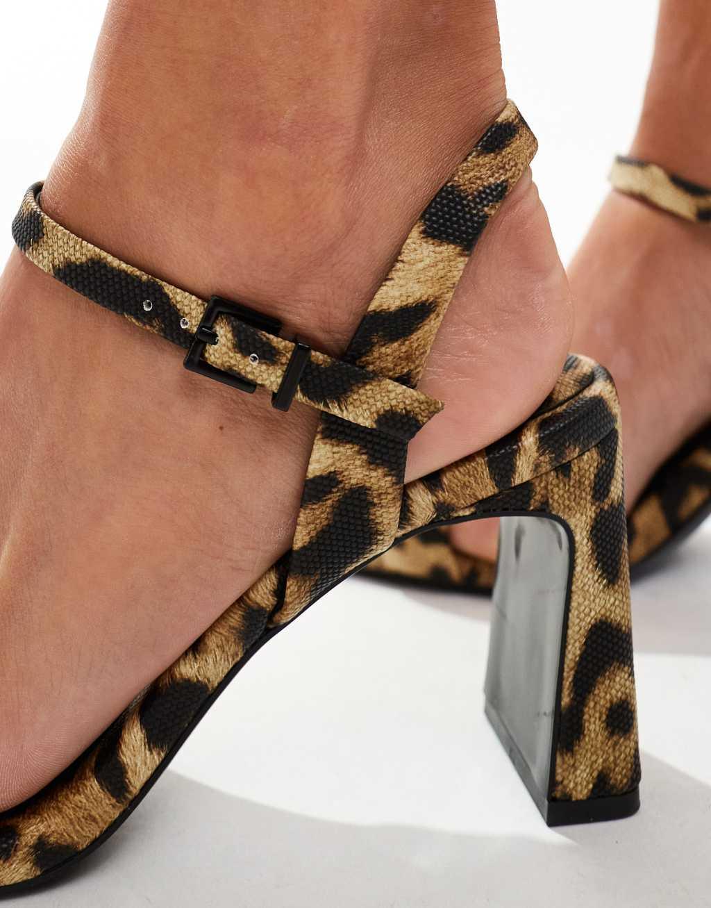 Stradivarius heeled sandal in leopard Product Image