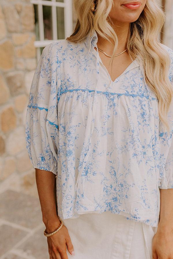 Boho Charm Floral Top in Sky Blue Product Image