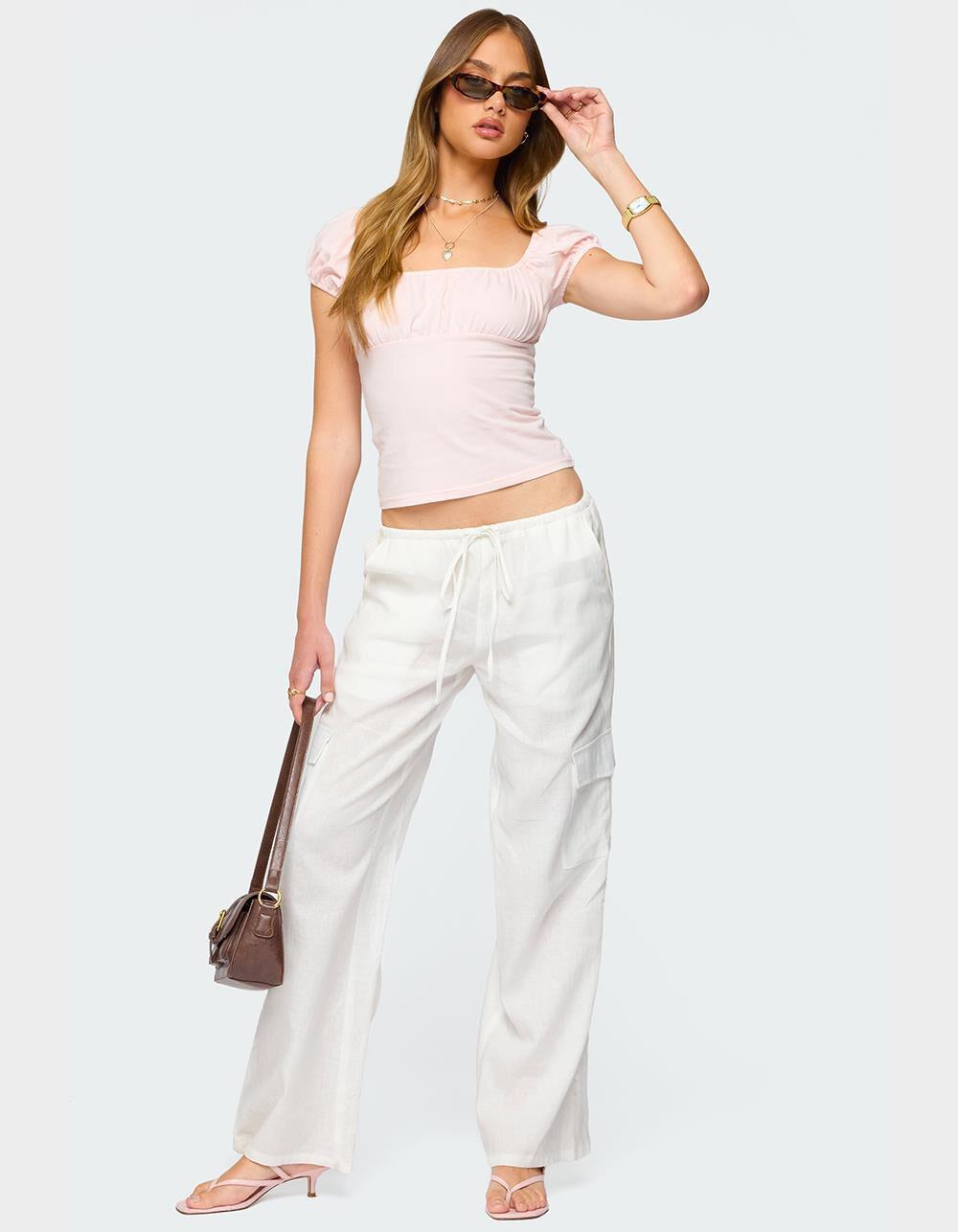 EDIKTED Oleana Gathered Bust Top - LIGHT PINK Product Image