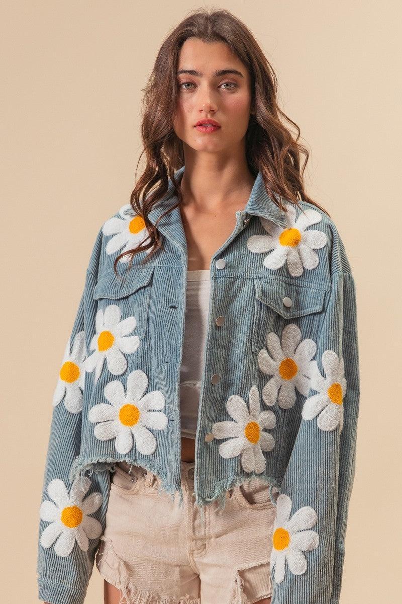 FLOWER PATCHES WASHED CORDUROY JACKET Product Image