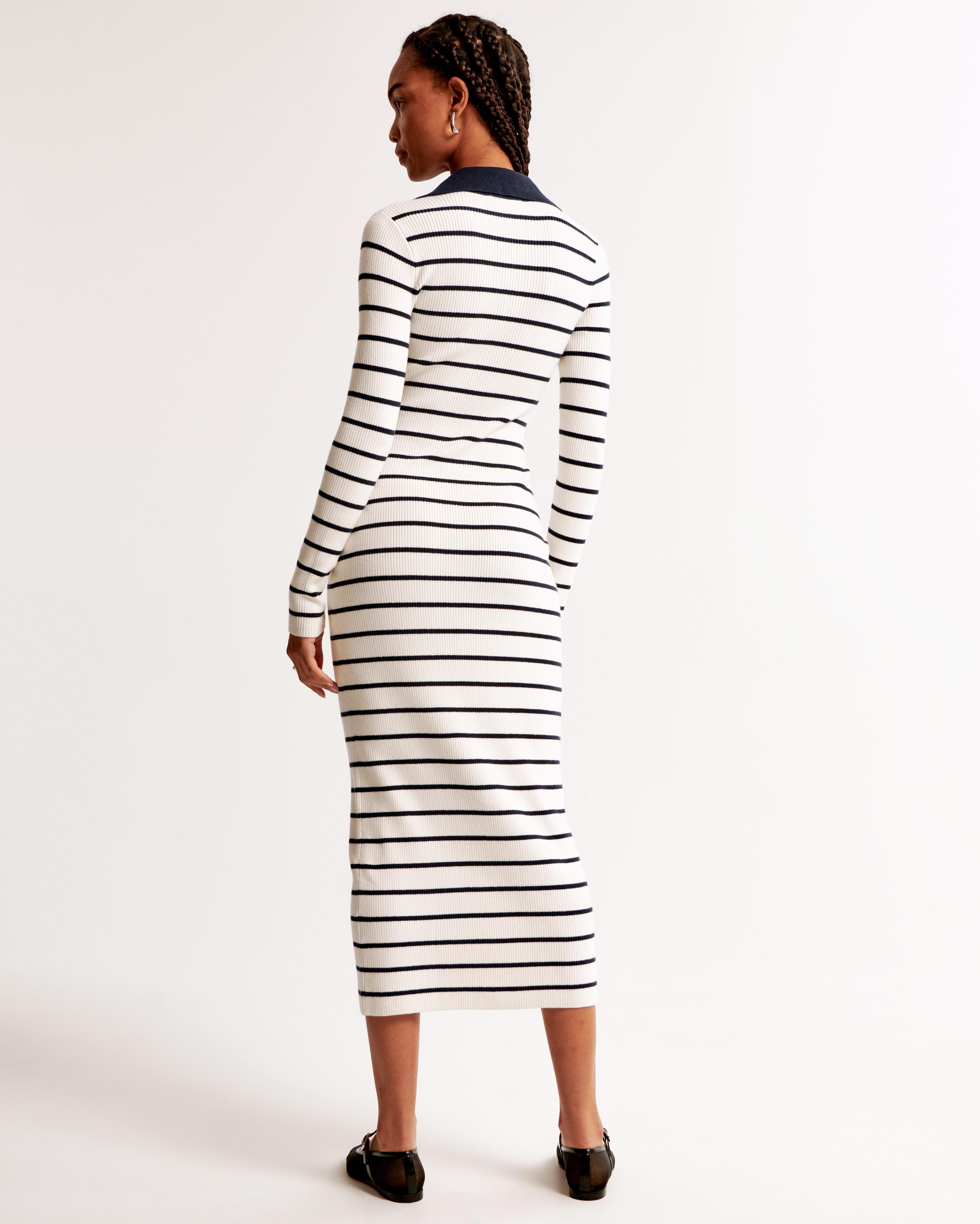 Long-Sleeve Half-Zip Maxi Sweater Dress Product Image