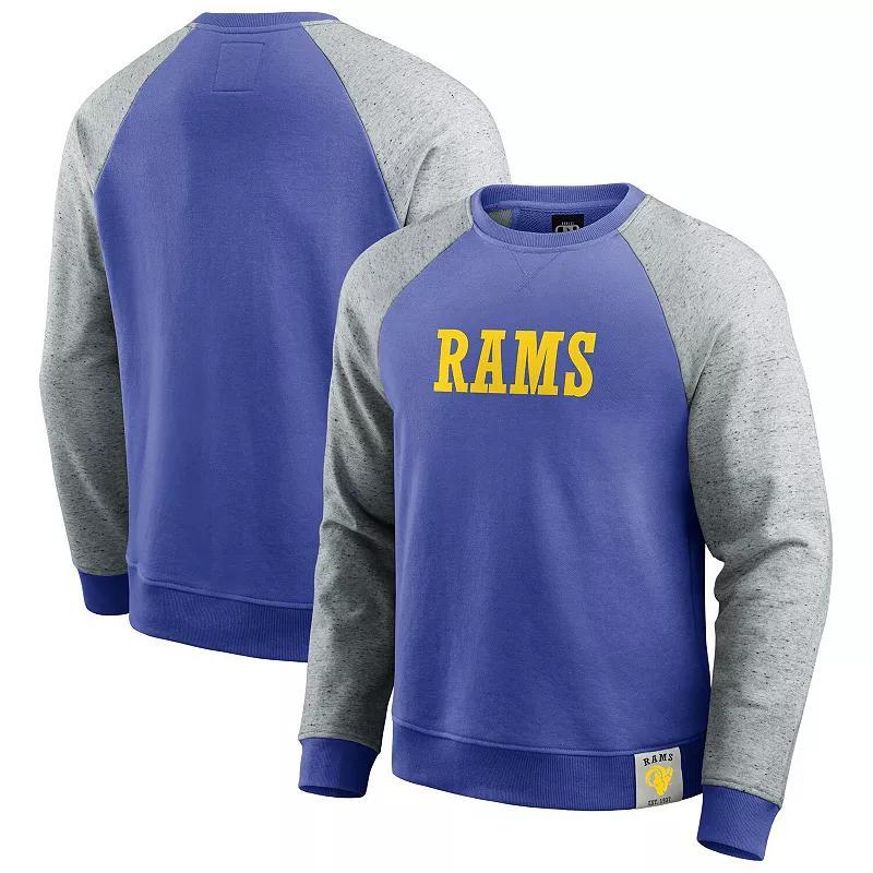 Men's Darius Rucker Collection by Fanatics Heather Gray/Royal Los Angeles Rams Colorblock Pullover Sweatshirt, Size: 3XL, Grey Product Image