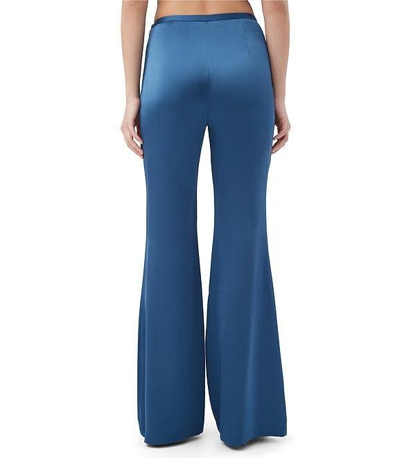 Trina Turk Anmitsu Satin Flat Front Flare Leg Pants Product Image