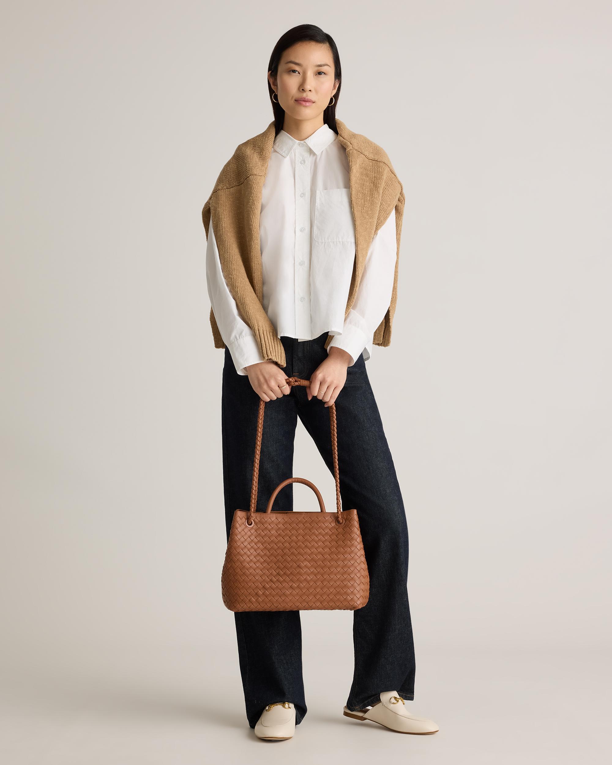 Quince | Women's Italian Leather Handwoven Satchel Product Image