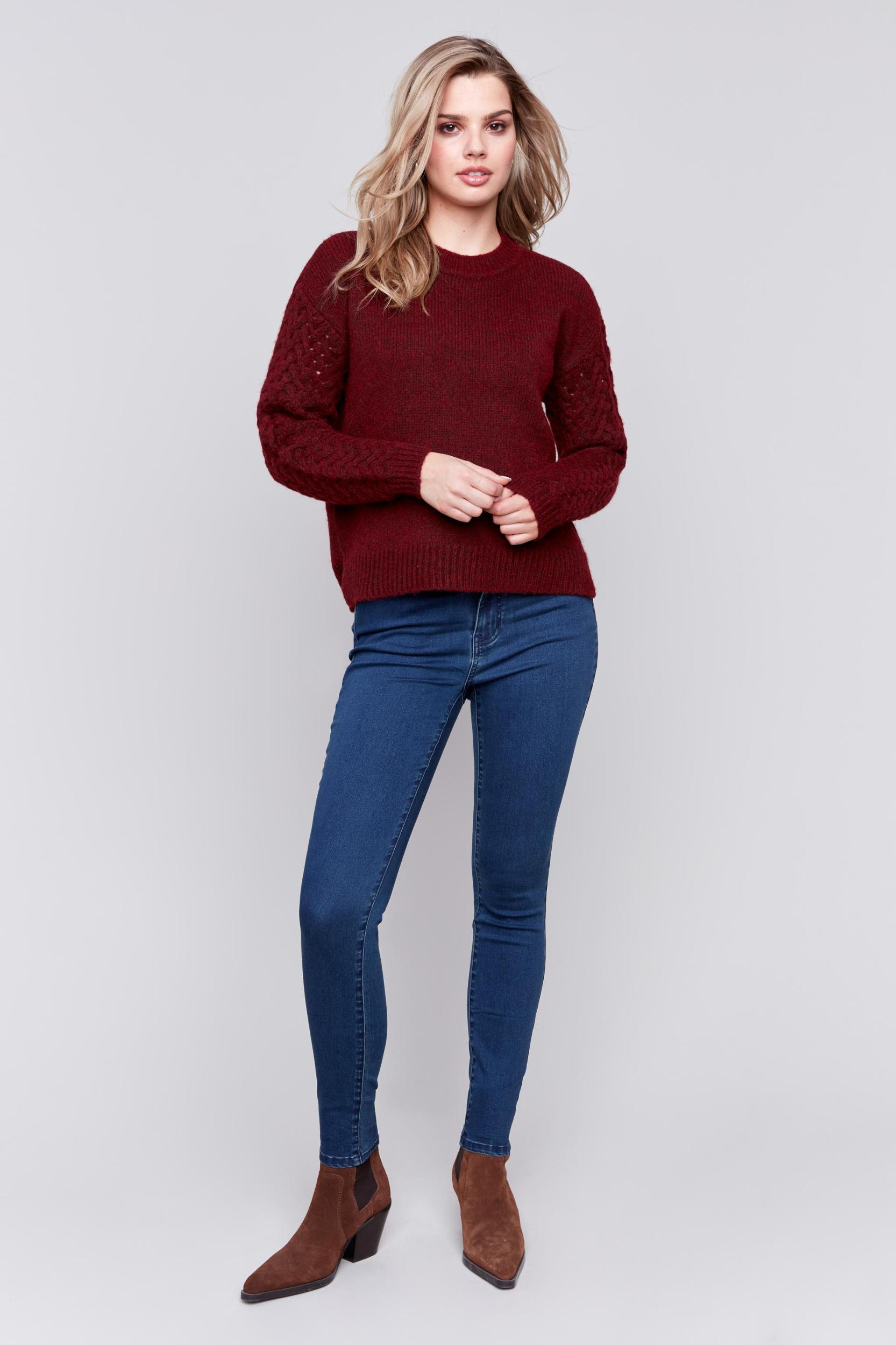 Crew-Neck Plushy Yarn Sweater Product Image