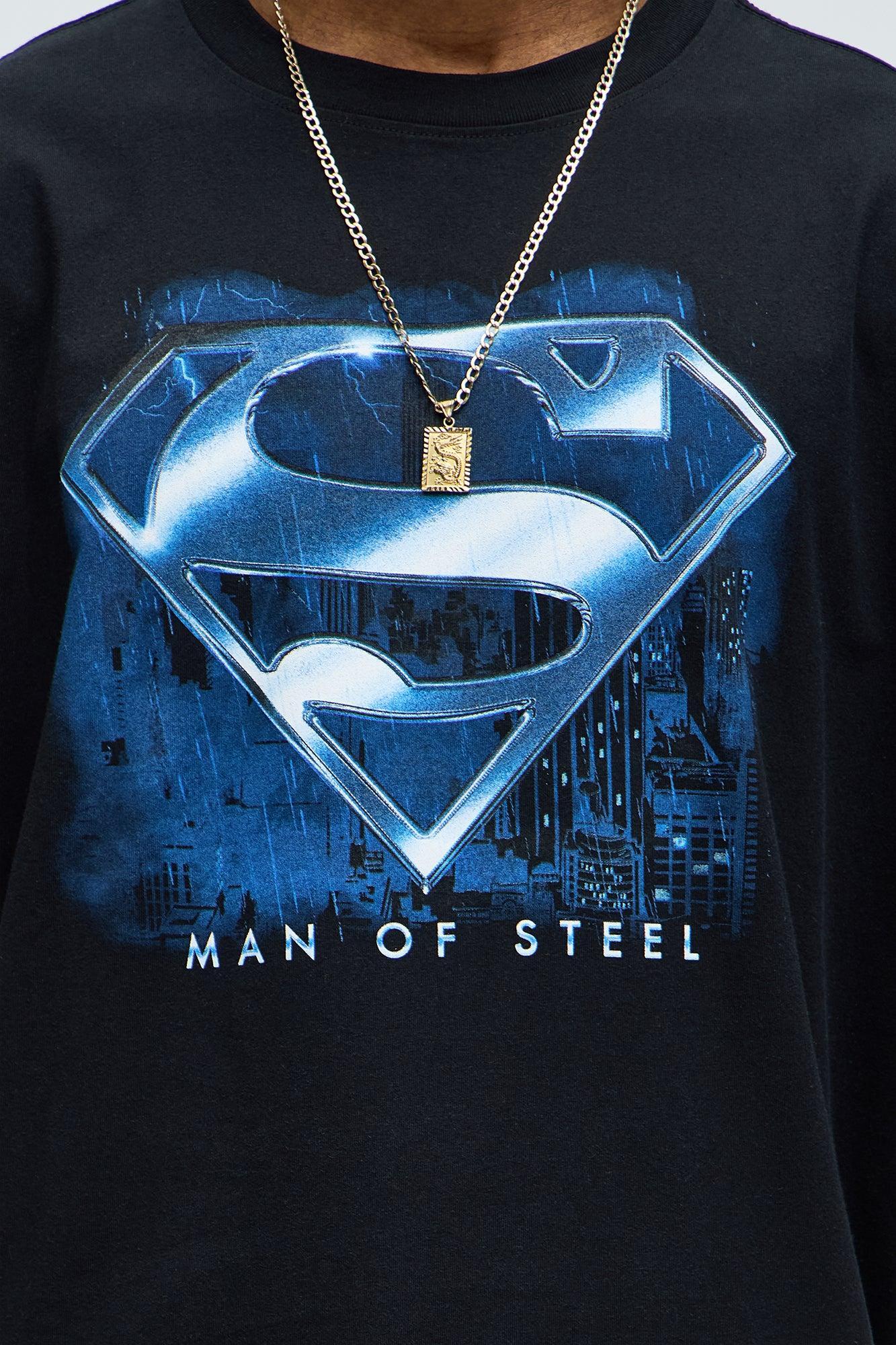 Superman Steel Of Strength Oversized Short Sleeve Tee - Black Product Image