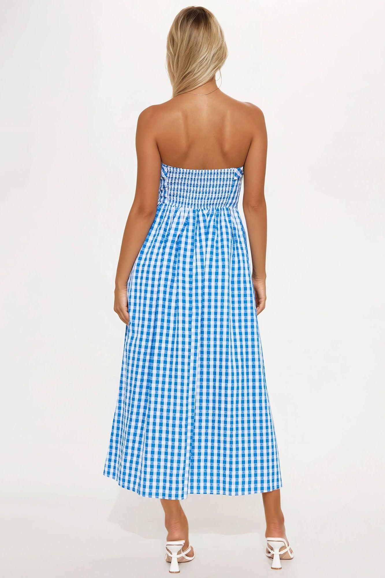 Dorie Gingham Midi Dress - Blue Product Image