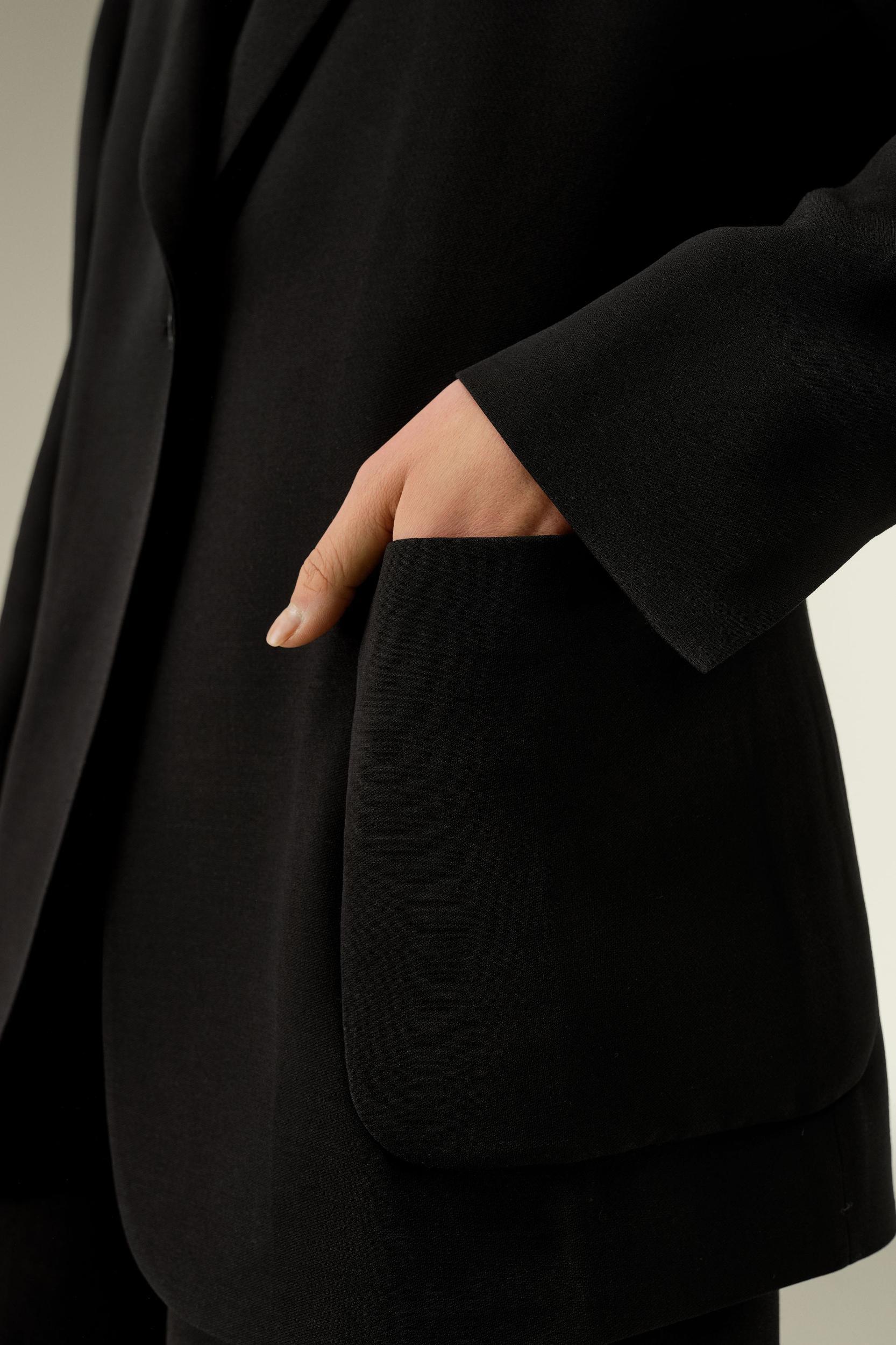 LILYSILK Wool Jacket - Female - Black Wool & Silk - Graceful Single Button Design Overcoat XS Product Image
