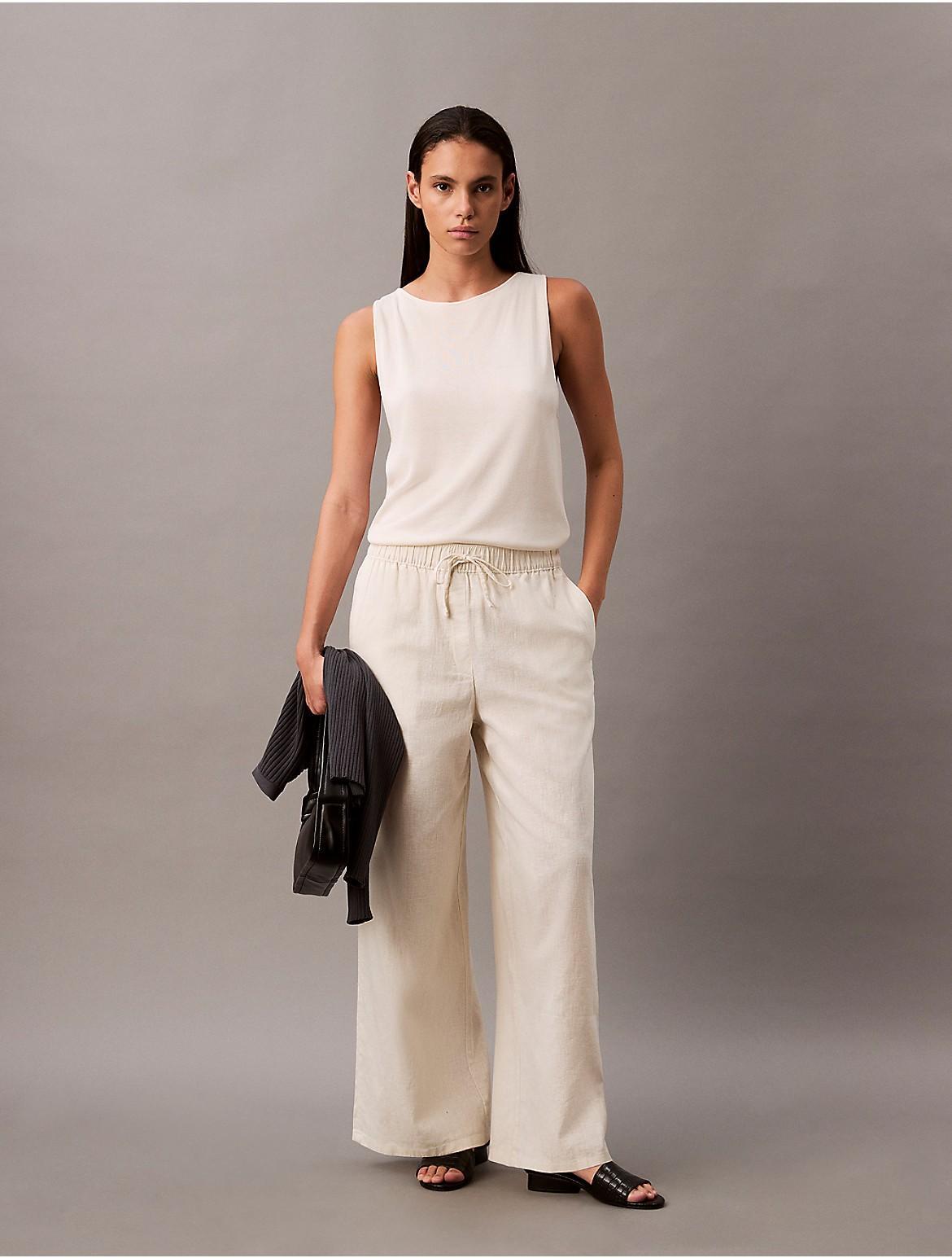 Calvin Klein Womens Linen Cotton Pull-On Pants Product Image