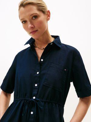 Linen-Cotton Blend Midi Shirtdress Product Image
