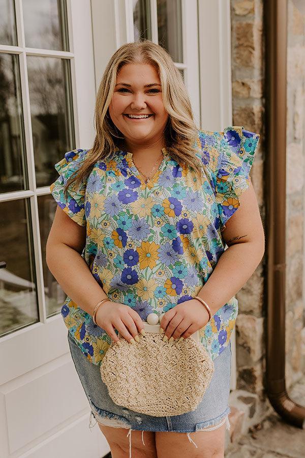 Floral Galore Shift Top In Blue Curves Product Image