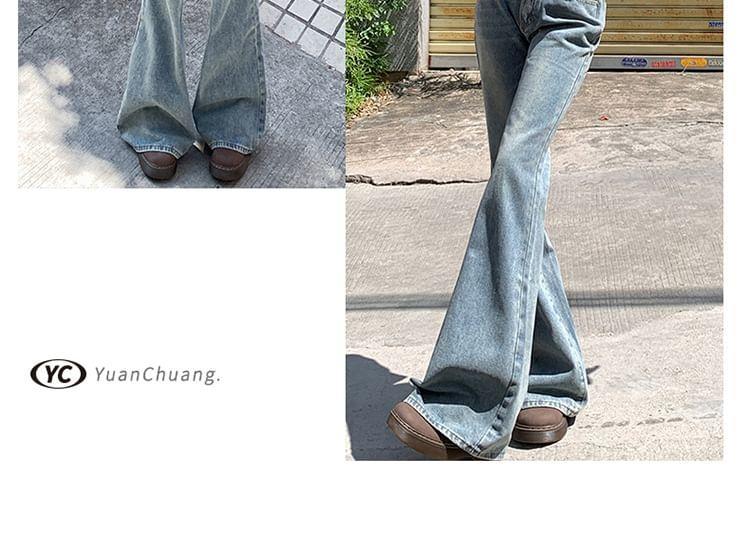 Low Waist Washed Slim-Fit Boot-Cut Jeans Product Image