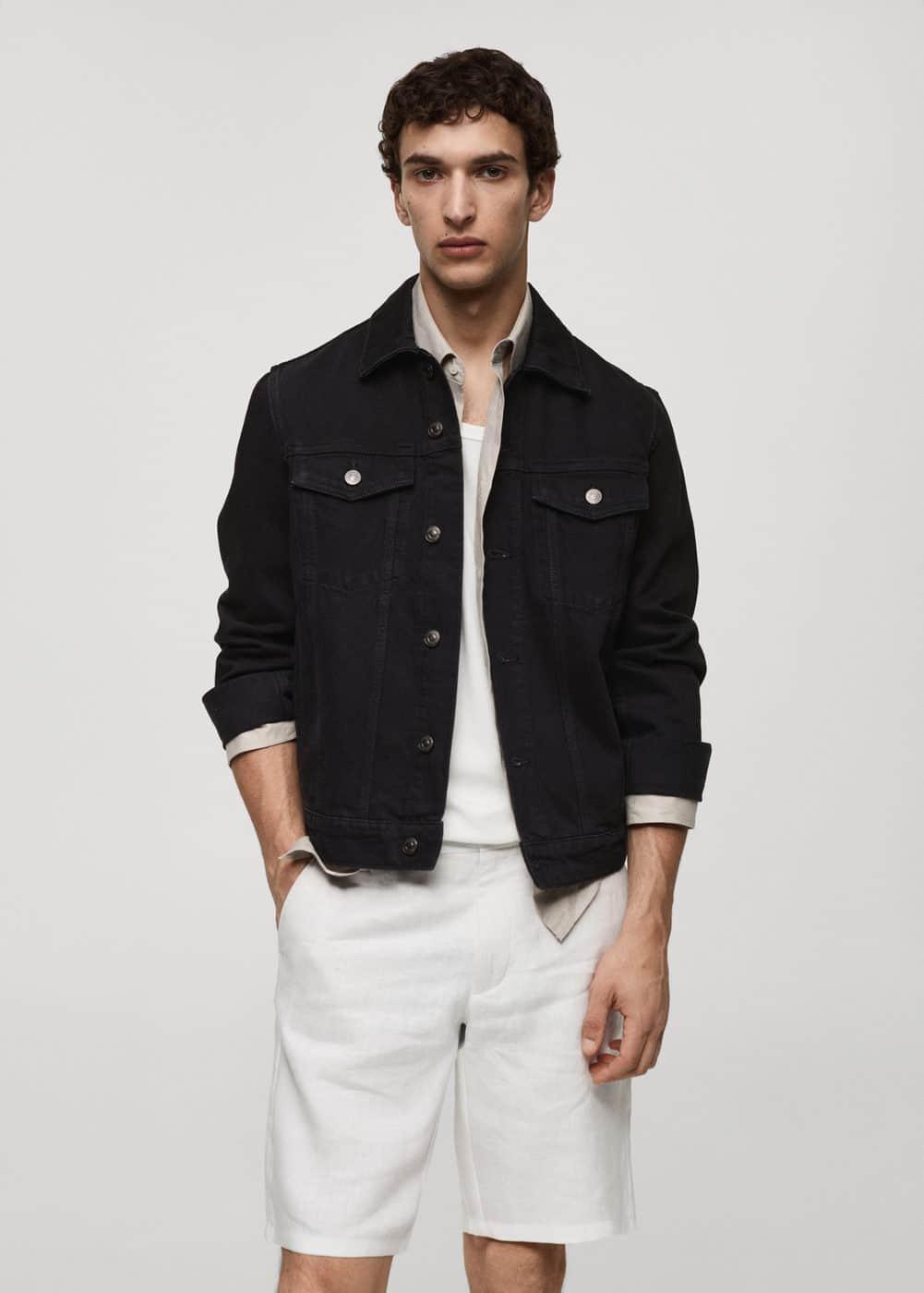 Mango Mens Pocketed Denim Jacket Product Image