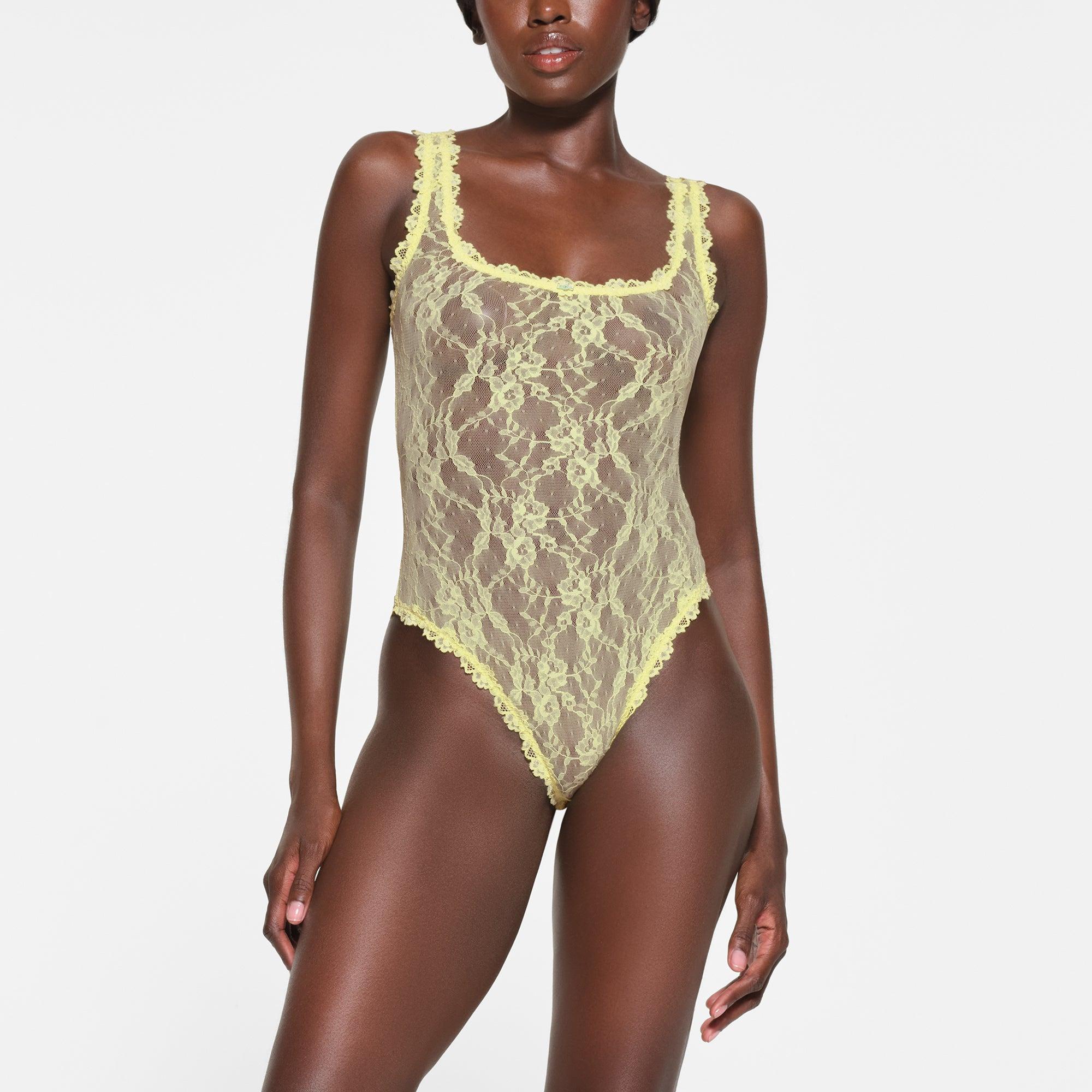 STRETCH LACE TANK BRIEF BODYSUIT | LEMONADE Product Image