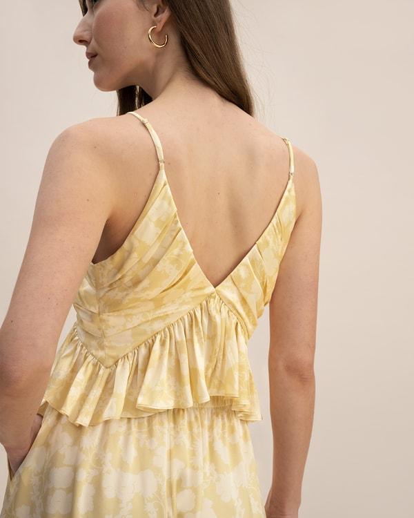 LILYSILK Women's 100% Silk Ruffle Cowl Neck Cami Top in Shadow Print, Size 4 Product Image