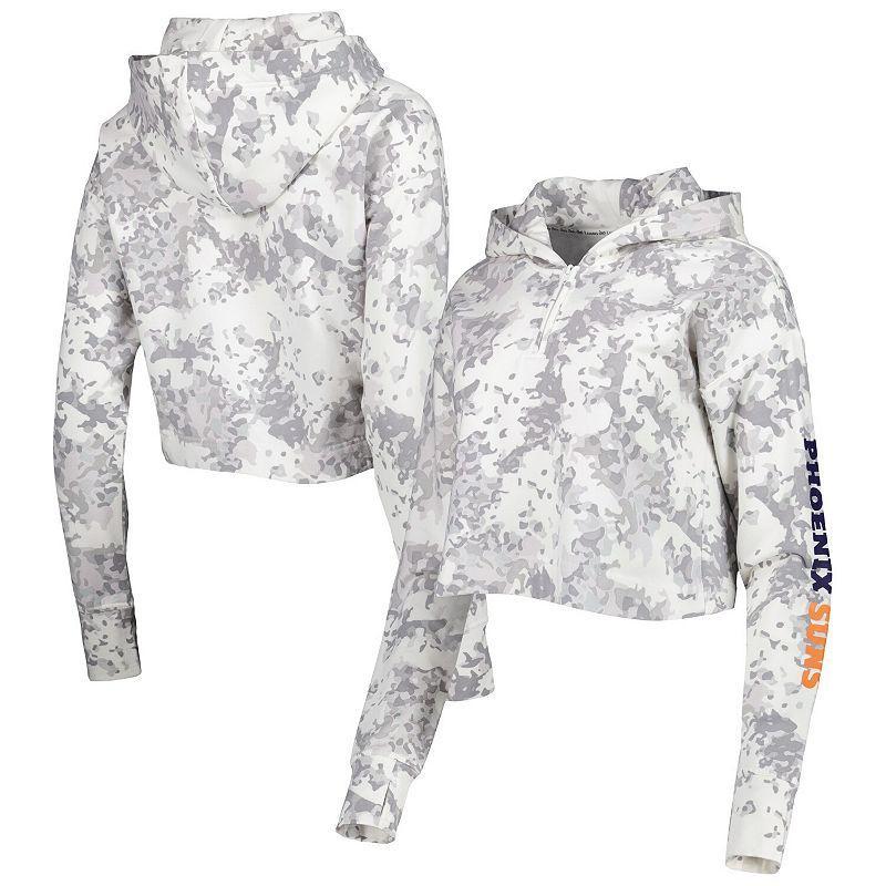 Womens Lusso Gray/White Phoenix Suns Maia Tri-Blend Cropped Quarter-Zip Top Product Image