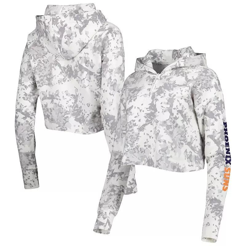 Women's Lusso Gray/White Phoenix Suns Maia Tri-Blend Cropped Quarter-Zip Top,  Product Image