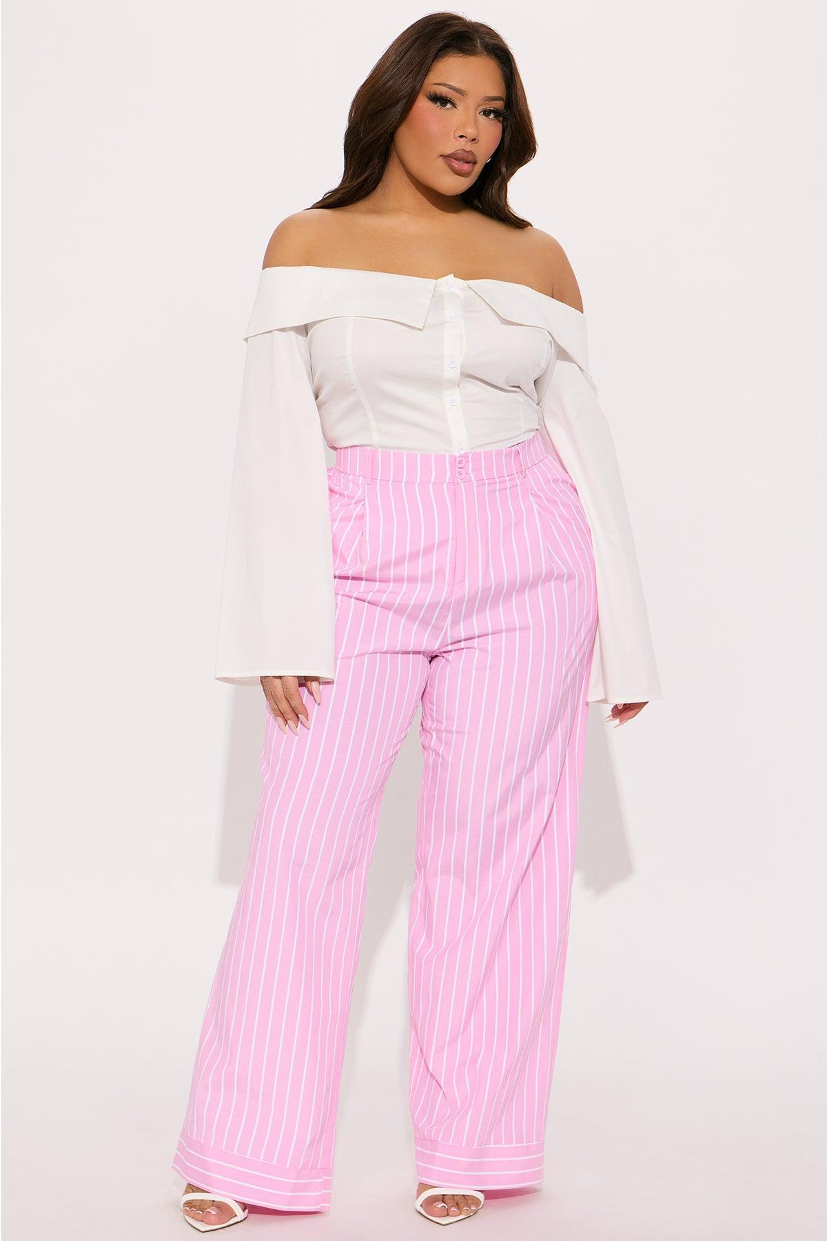 Daria Striped Trouser Pant - Pink Product Image