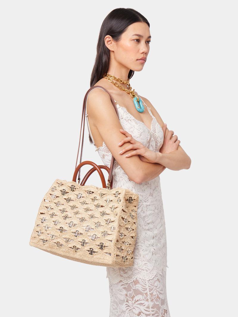BEIGE TOTE BAG IN RAFFIA Product Image