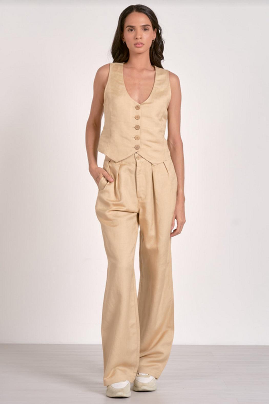 Khaki Pleated Slacks Product Image