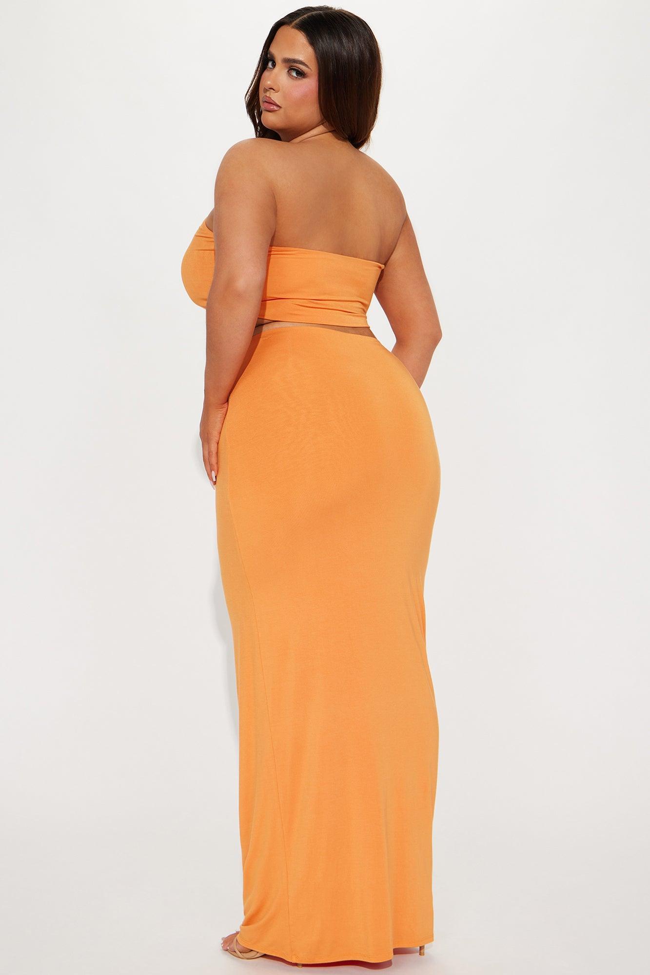 Another Time Double Lined Skirt Set - Orange Product Image
