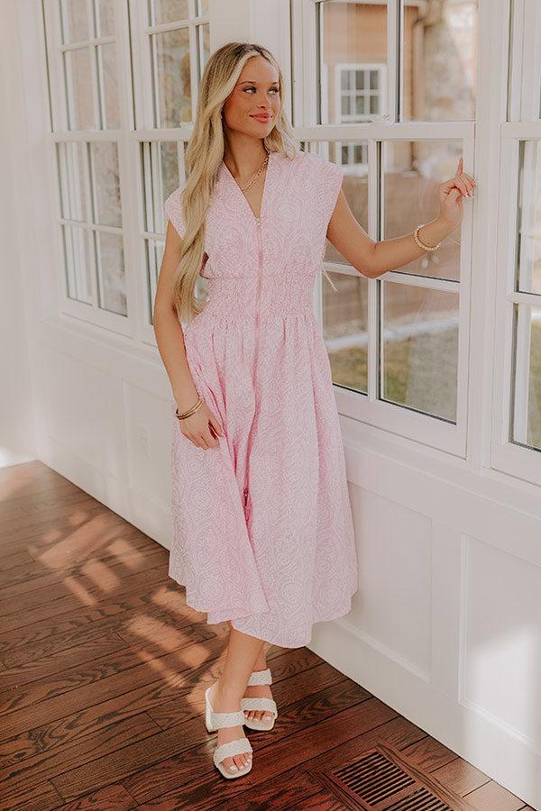 Garden Stroll Midi Dress in Pink Product Image