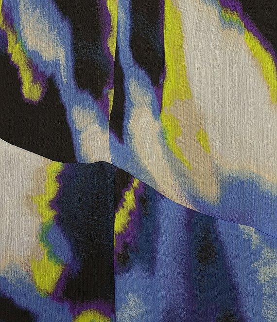 DKNY by Donna Karan Printed Chiffon Halter Neck Sleeveless A-Line Midi Dress Product Image