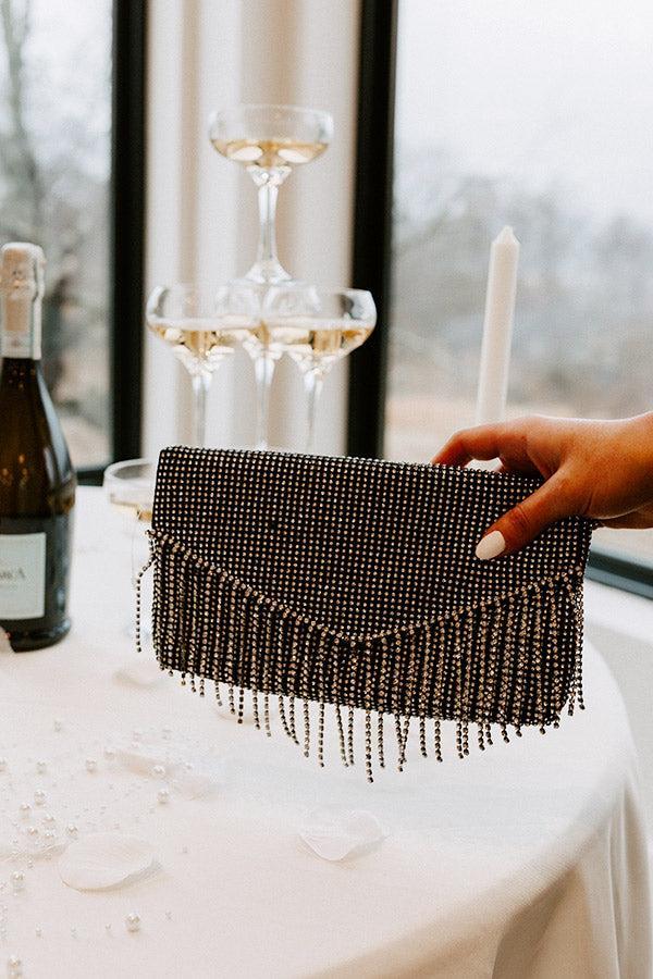 VIP Party Rhinestone Clutch In Black Product Image