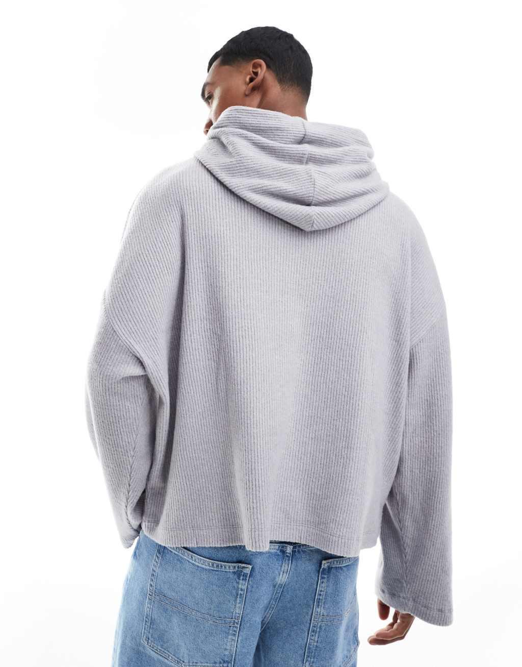 ASOS DESIGN oversized hoodie with fixed hem in gray heather Product Image