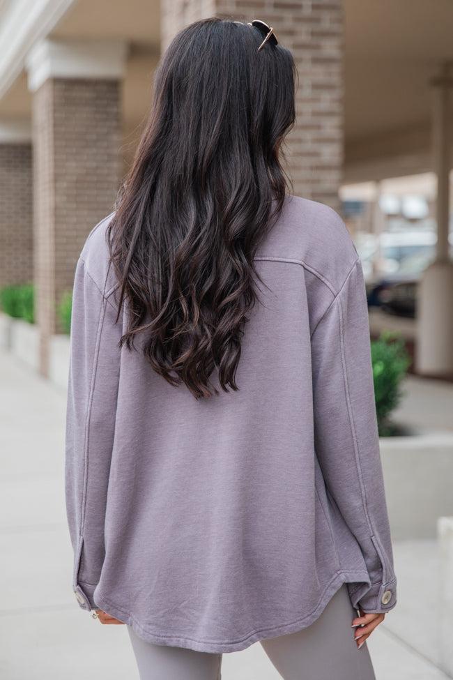 Learn As You Go Taupe Acid Wash Knit Shacket FINAL SALE Product Image