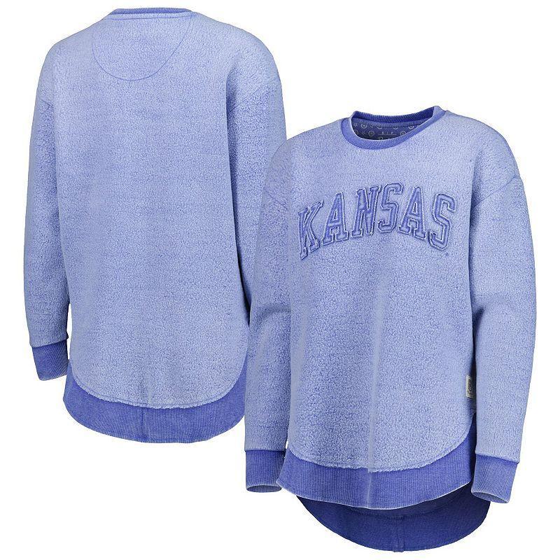 Women's Pressbox Royal Kansas Jayhawks Ponchoville Pullover Sweatshirt, Size: Medium, Blue Product Image