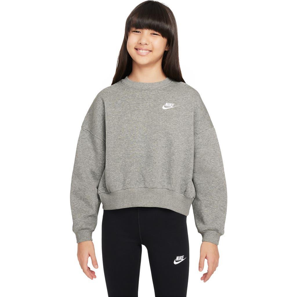 Nike Kids' Sportswear Club Fleece Crewneck Sweatshirt in Dark Grey Heather/White at Nordstrom, Size Xs Product Image