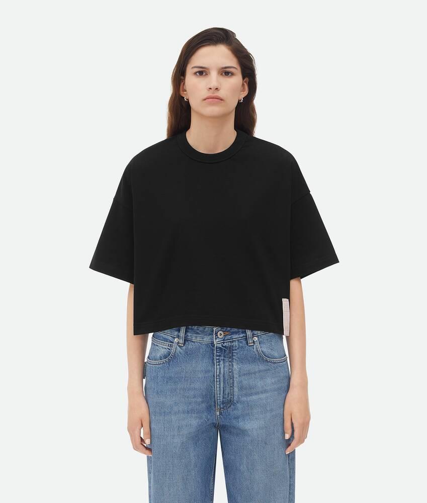 Women's Pima Cotton Jersey Crop T-Shirt in Black Product Image