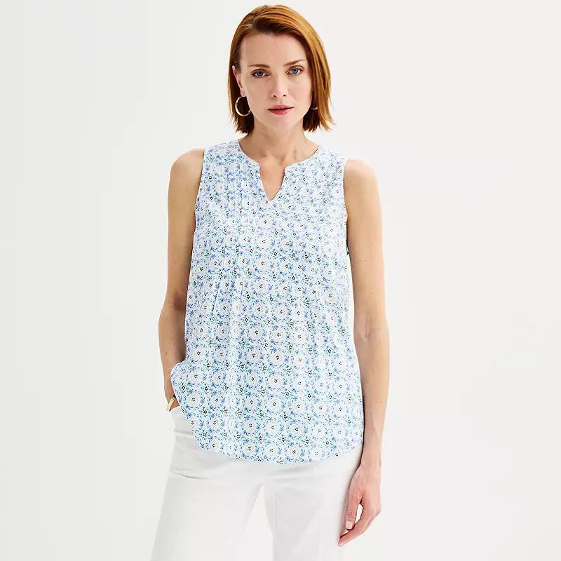 Petite Croft & Barrow Pintuck Sleeveless Shell Top, Womens Product Image