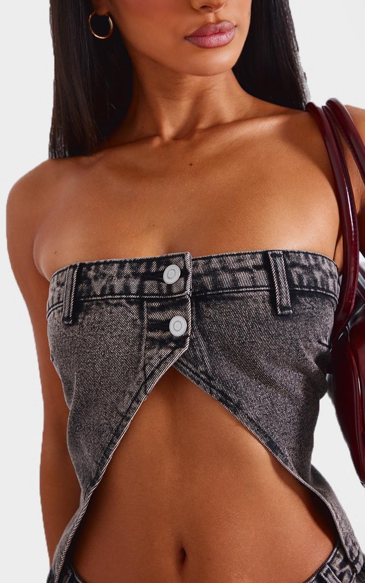Petite Washed Grey Bandeau Open Top Product Image