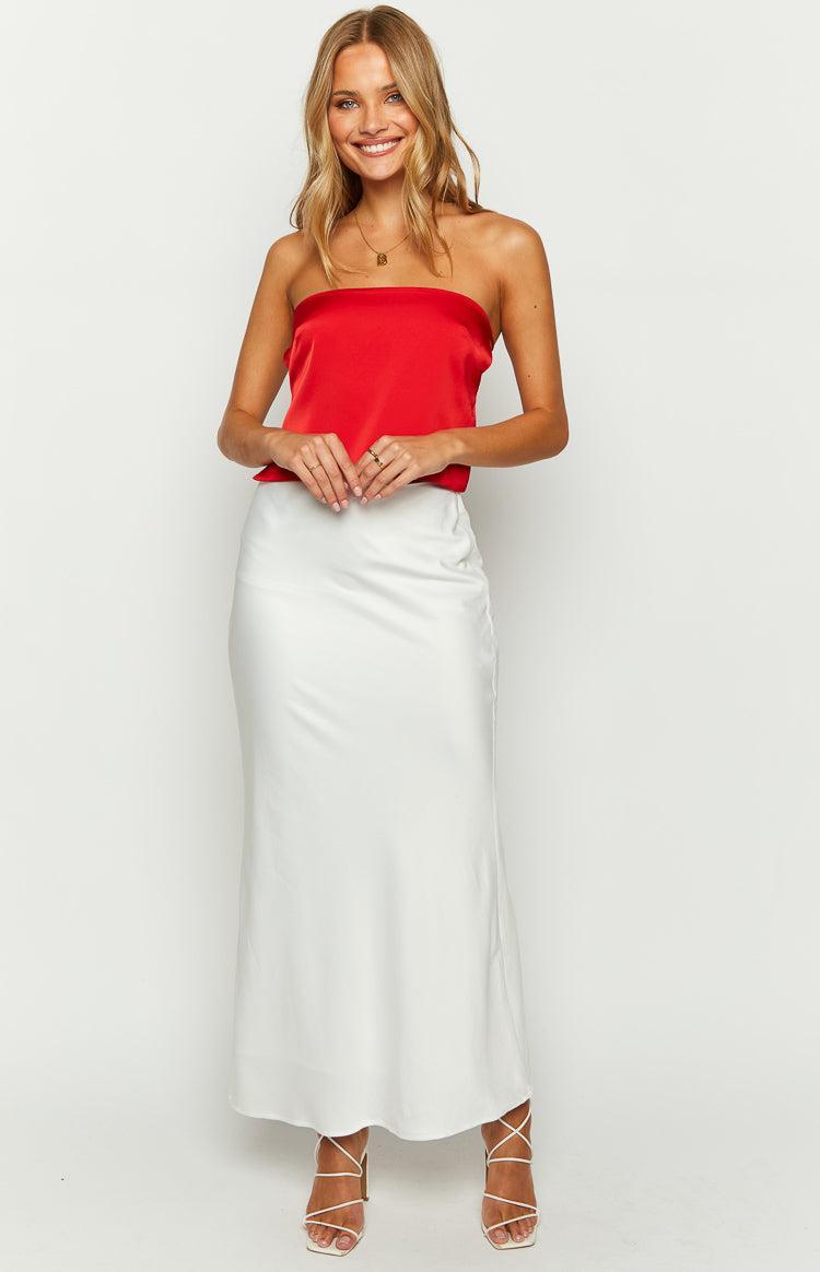 Ibiza Red Satin Strapless Top Product Image