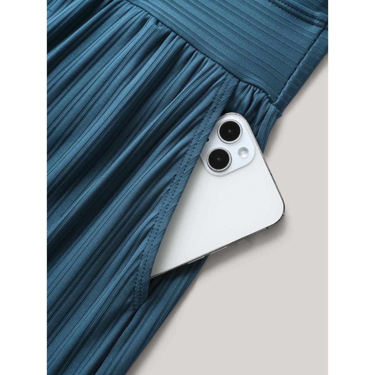 Plus Size Adjustable Drawstring Pockets One-Piece Swimsuit Women's Swimwear Cyan Resort Drawstring Curve Bathing Suits High stretch One Pieces BloomChic 14-16/1X Product Image