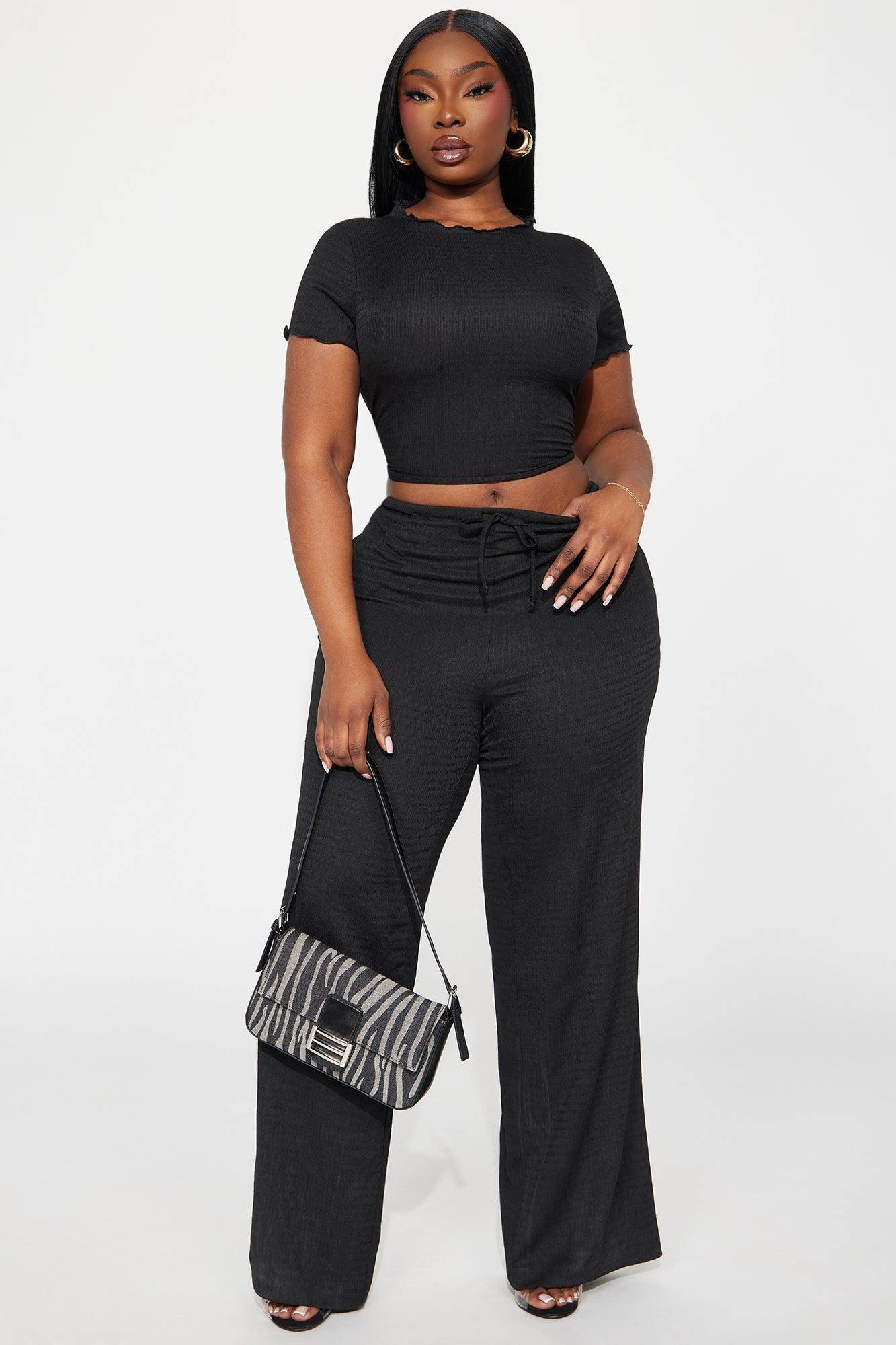 Life Is Good Textured Pant Set - Black Product Image