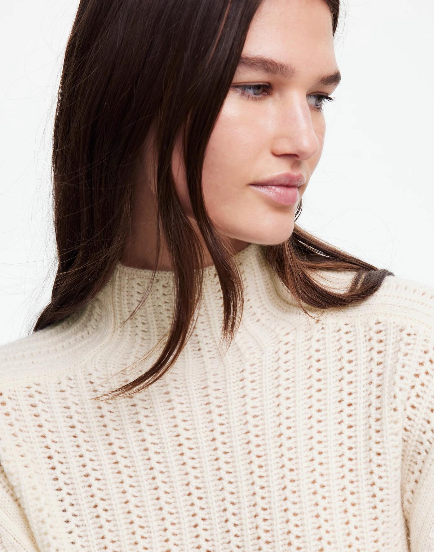 Pointelle-Stitch Mockneck Sweater Product Image